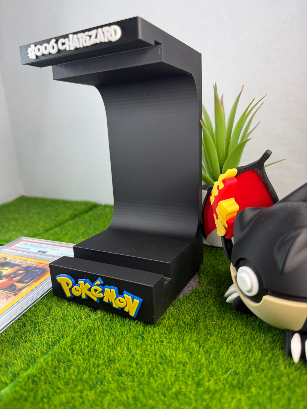 3D Printed Graded Card and Pokeball Display Stand - Customizable Nameplate