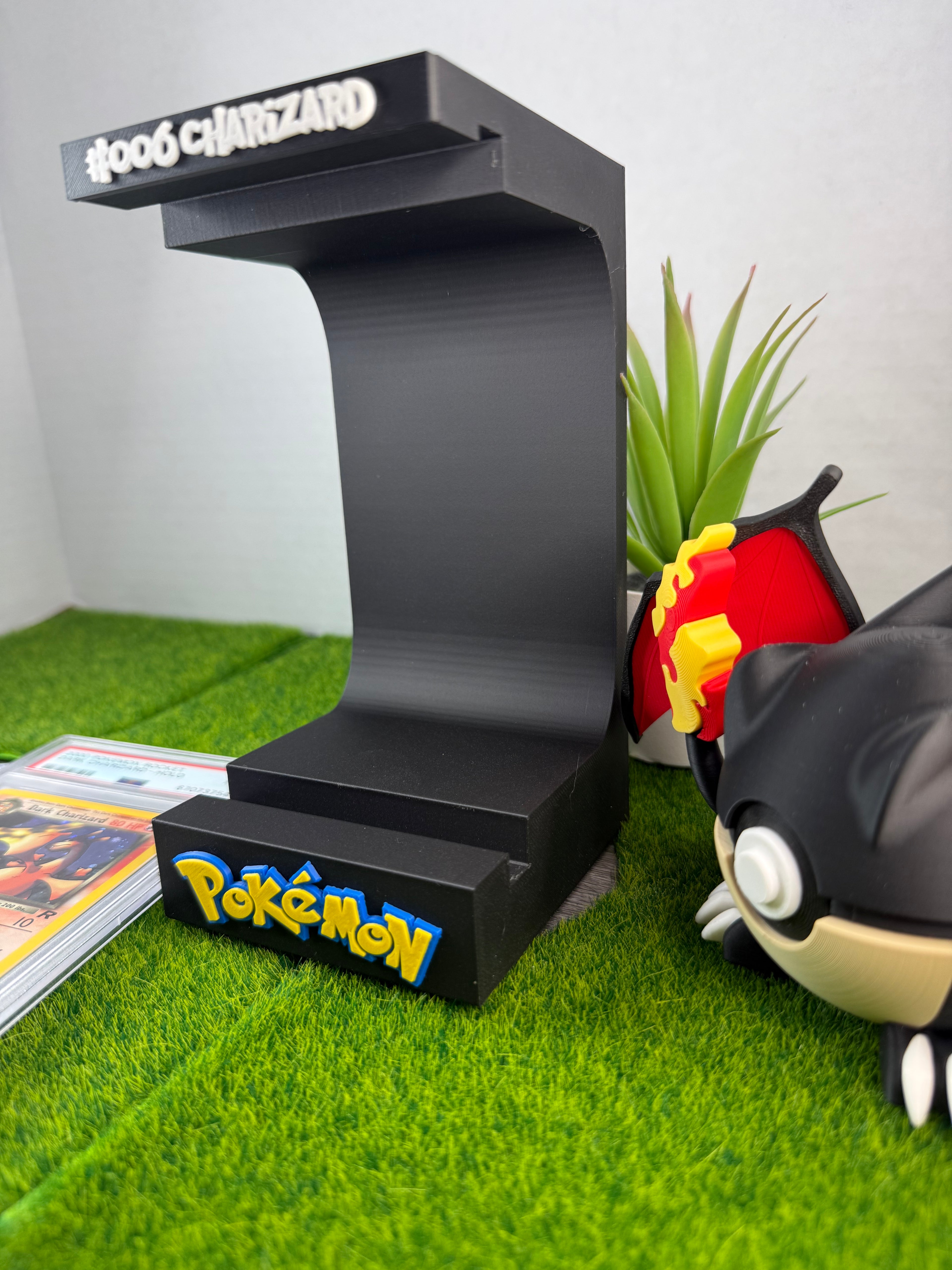 3D Printed Graded Card and Pokeball Display Stand - Customizable Nameplate