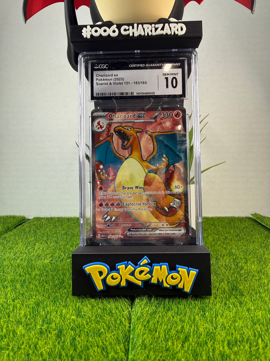 3D Printed Graded Card and Pokeball Display Stand - Customizable Nameplate