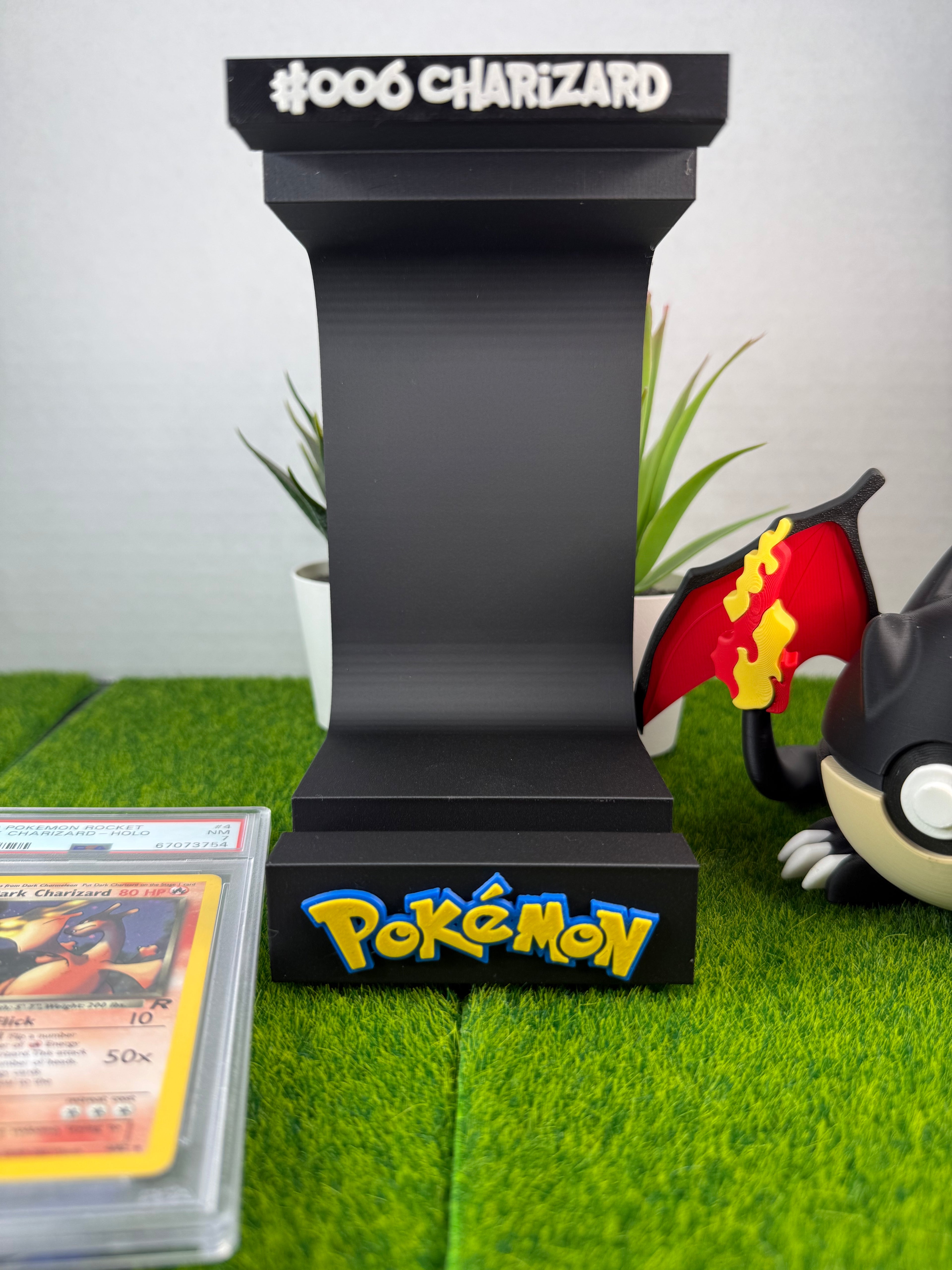 3D Printed Graded Card and Pokeball Display Stand - Customizable Nameplate